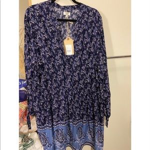 Long sleeve blue dress
